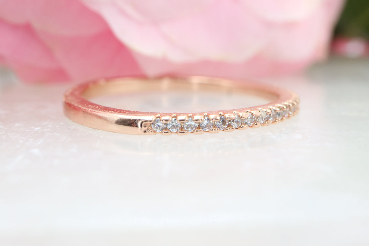 Diamond rose gold wedding band, 14 rose gold wedding  band