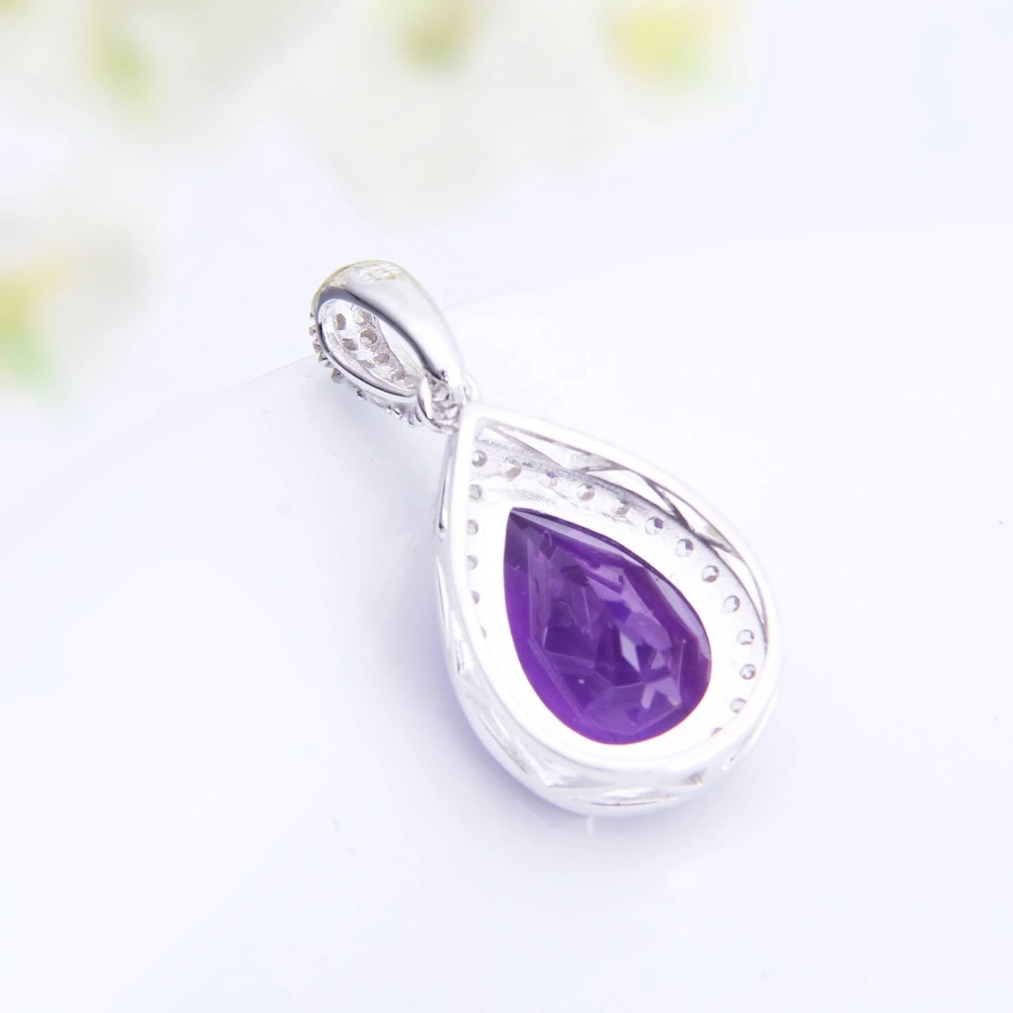 Natural Amethyst Gemstone Pendant Solid 925 Sterling Silver Fine Jewelry Necklace Pendant For Women