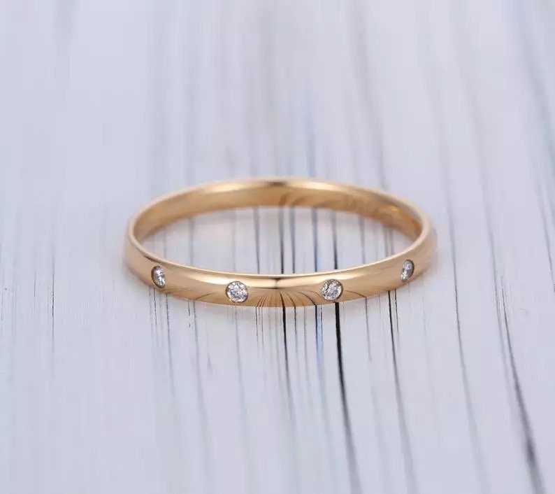 Sterling silver  stacking ring, Thin dainty stacking  ring, Gold diamond stacking ring