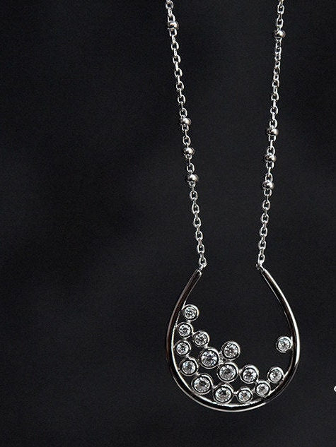 original design niche wishing glass ball hand-inlaid 925 sterling silver 18K gold plated clavicle chain necklace female