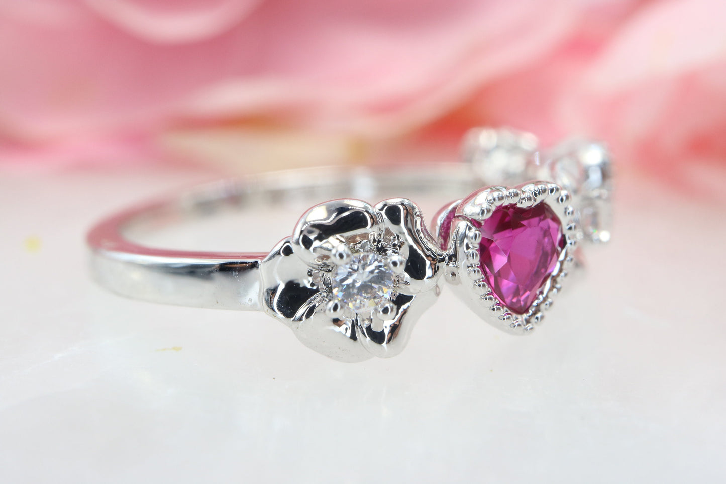 Ruby wedding band, gift for her, birthstone ring