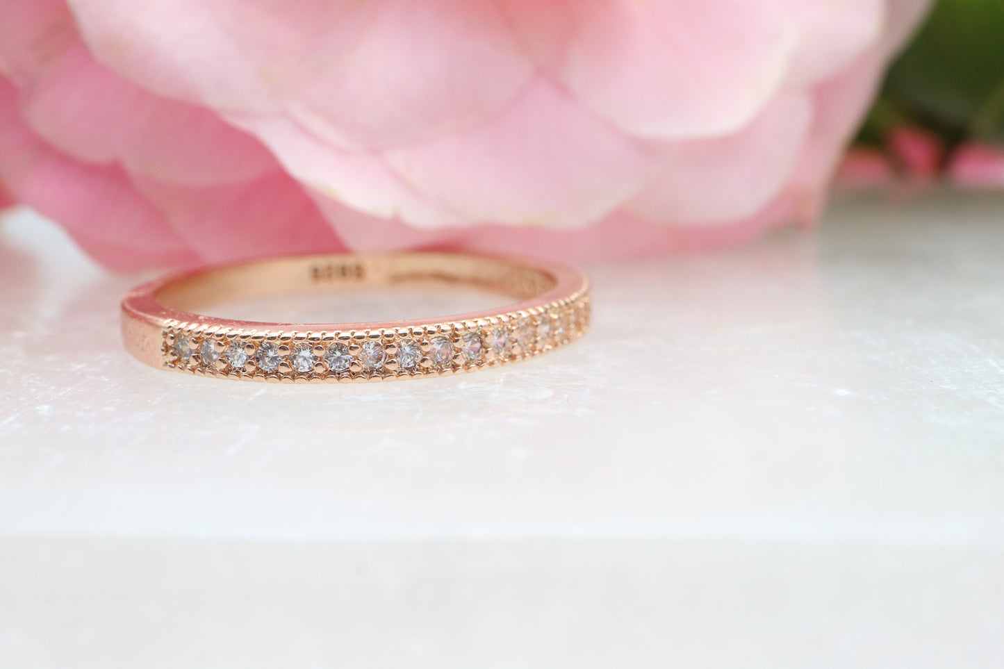 Rose gold diamond wedding band