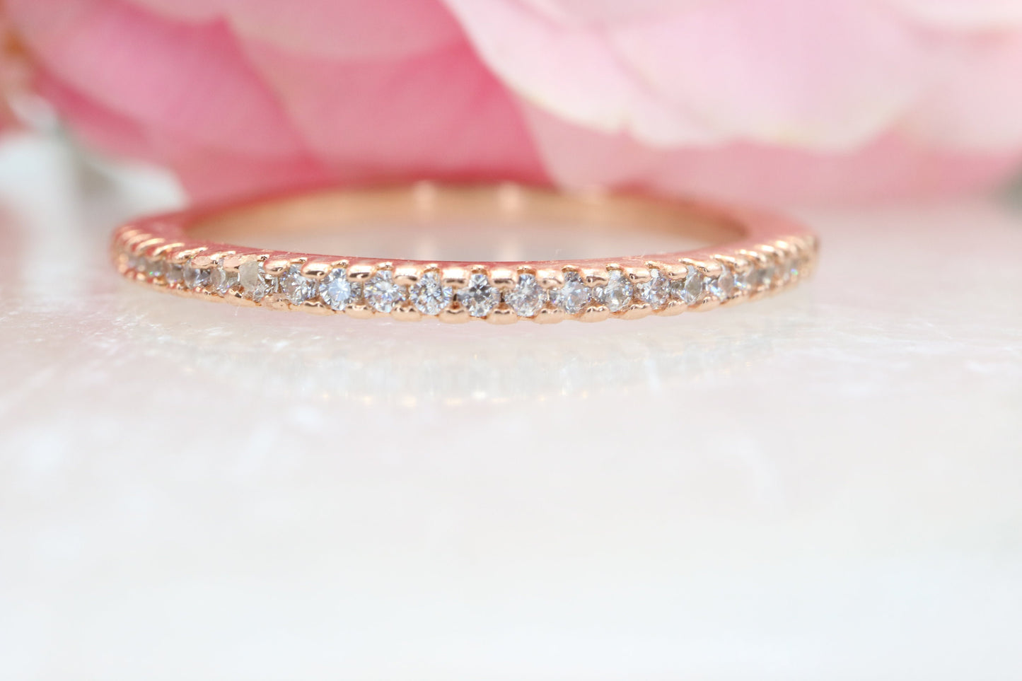 Diamond rose gold wedding band, 14 rose gold wedding  band