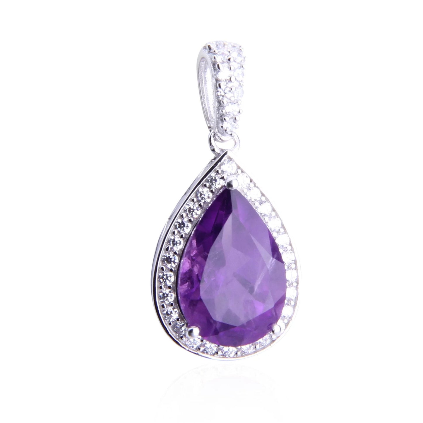 Natural Amethyst Gemstone Pendant Solid 925 Sterling Silver Fine Jewelry Necklace Pendant For Women