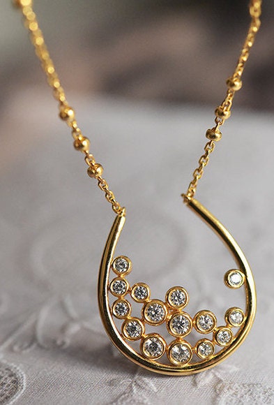 original design niche wishing glass ball hand-inlaid 925 sterling silver 18K gold plated clavicle chain necklace female