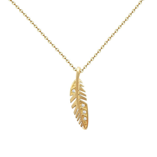 Diamond leaf pendent, Gold leaf necklace with diamonds, Diamond leaf Pendant in gold, Yellow gold leaf diamond pendant, Leaf necklace