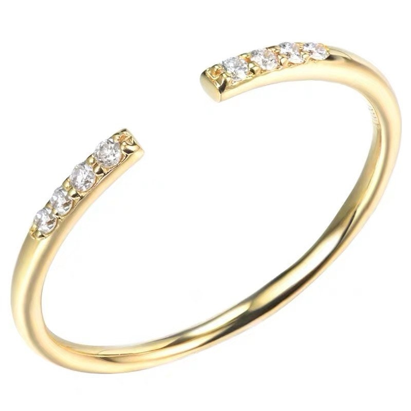 Open Ring, 18k Gold Broken Diamond ring, Female Ring Tail Ring, Stacked Guard Ring