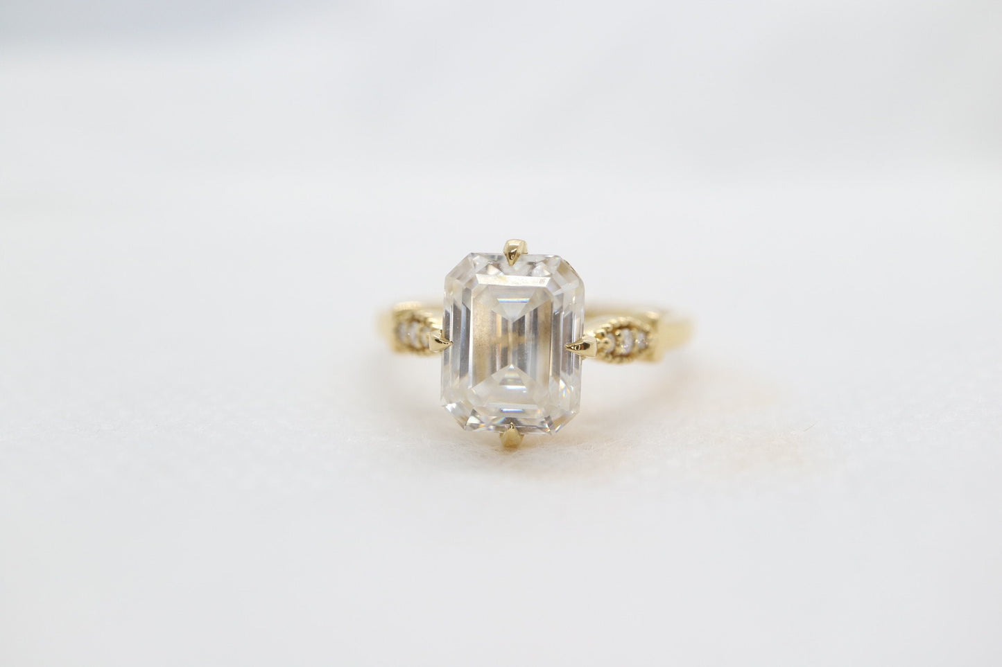 3ct Moissanite emerald cut enagement ring, Art deco engagement ring, 14k  gold vintage engagement ring, Wedding ring , Anniversary ring