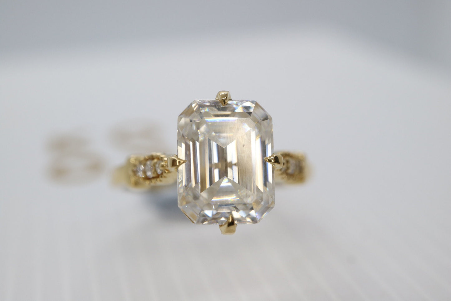 3ct Moissanite emerald cut enagement ring, Art deco engagement ring, 14k  gold vintage engagement ring, Wedding ring , Anniversary ring