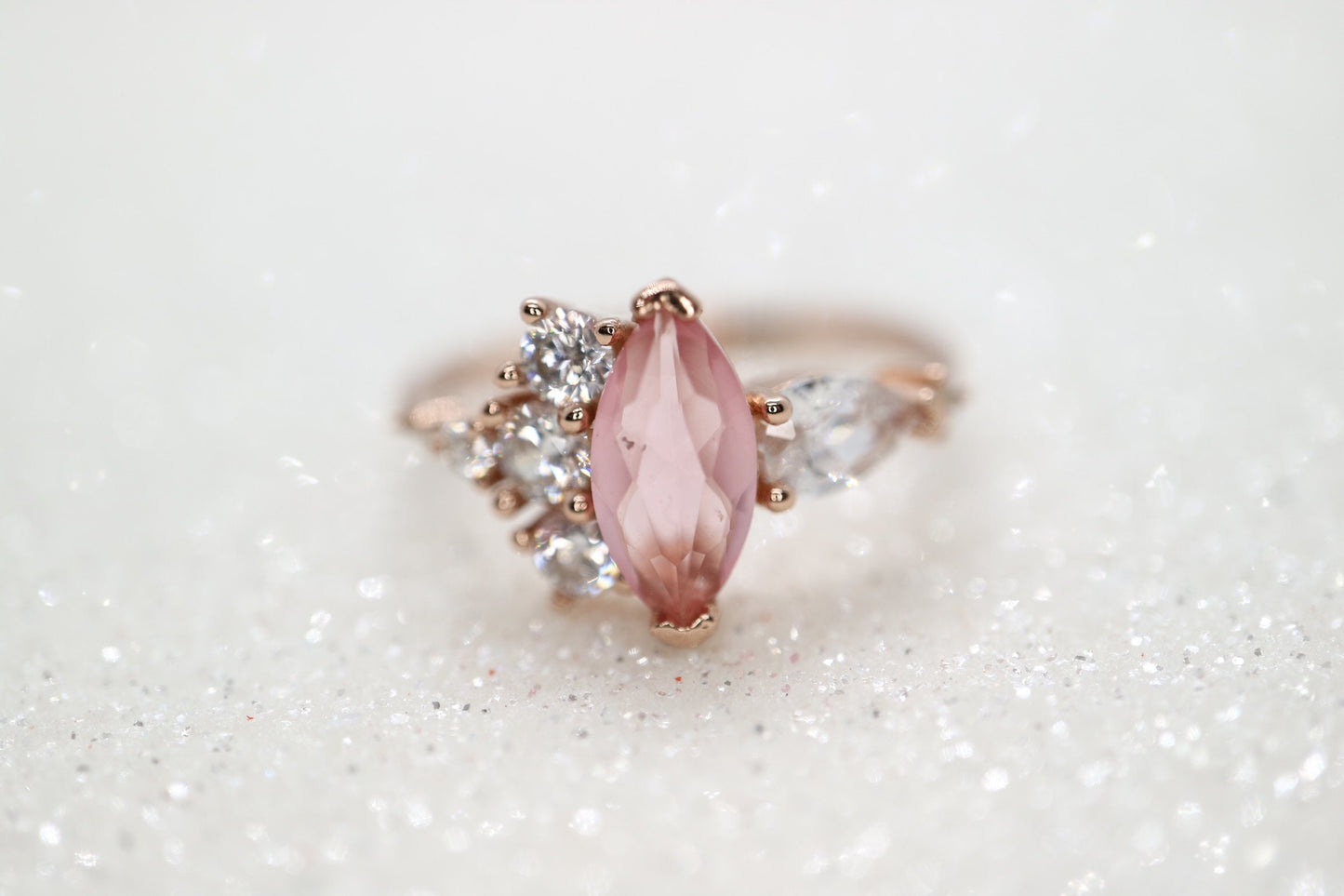 wedding ring, Pink engagement ring, Marquise engagement ring, pink diamond engagement ring