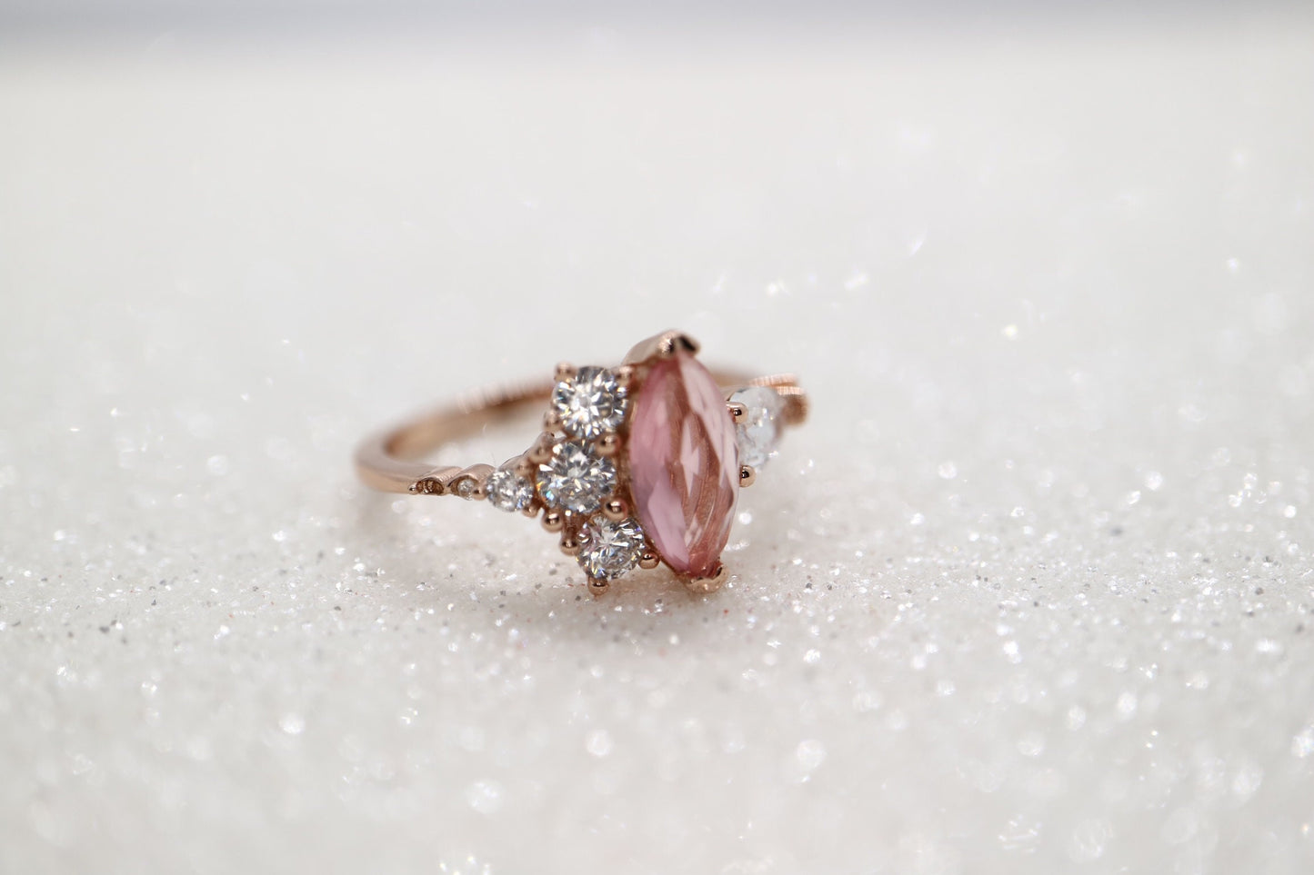 wedding ring, Pink engagement ring, Marquise engagement ring, pink diamond engagement ring