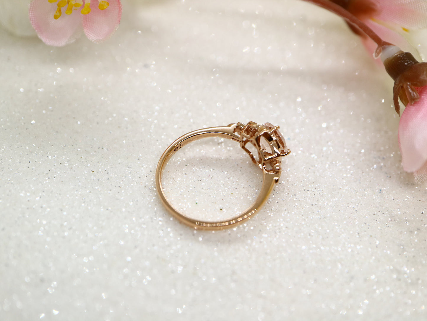 Lotus flower morganite ring , Flower ring with morganite and diamonds, morganite engage ring, Bridal vine leaf ring, Flower floral ring