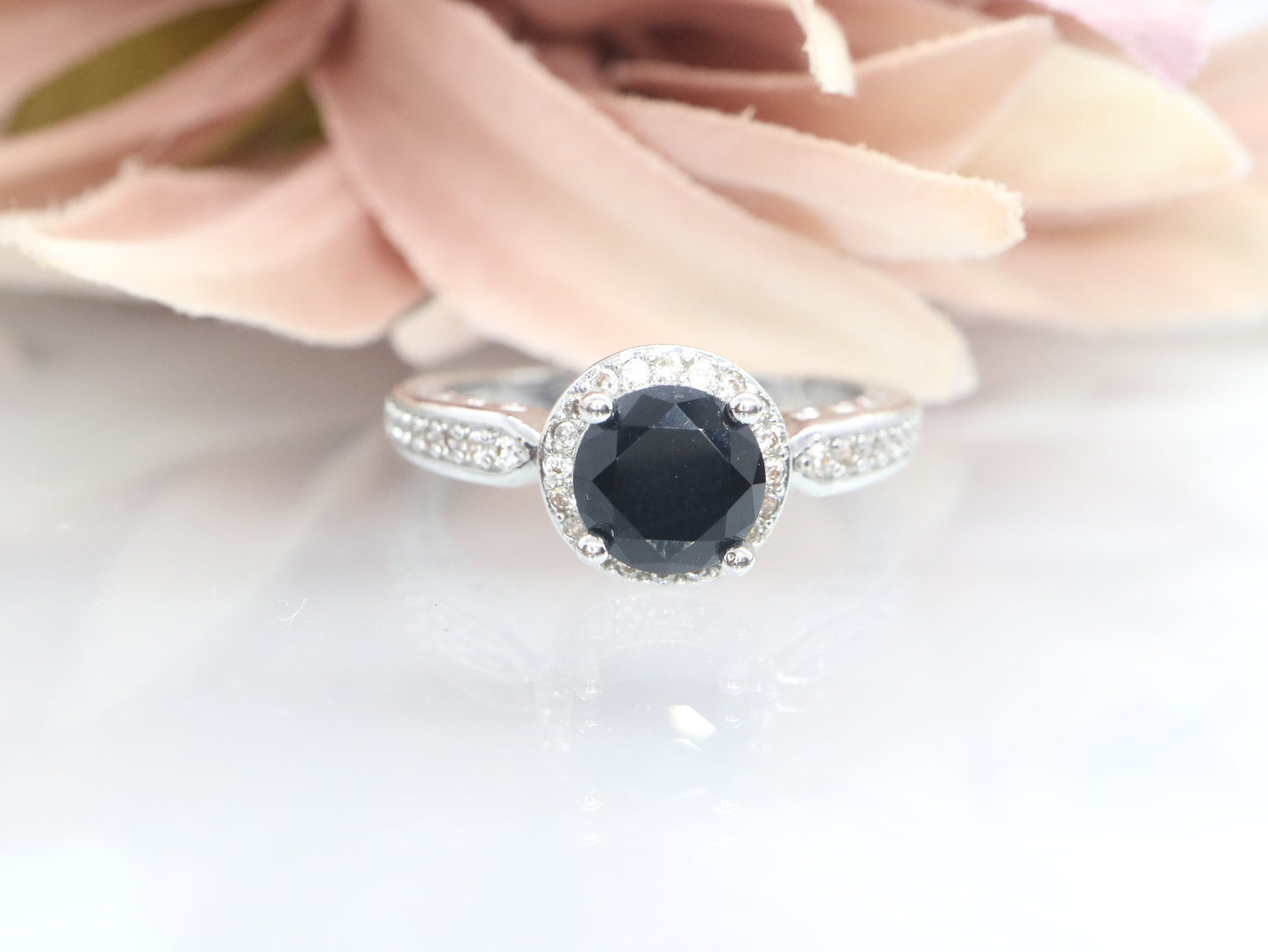 Art Deco onyx and diamond ring, Engagement wedding ring, Promise ring, Black gemstone ring