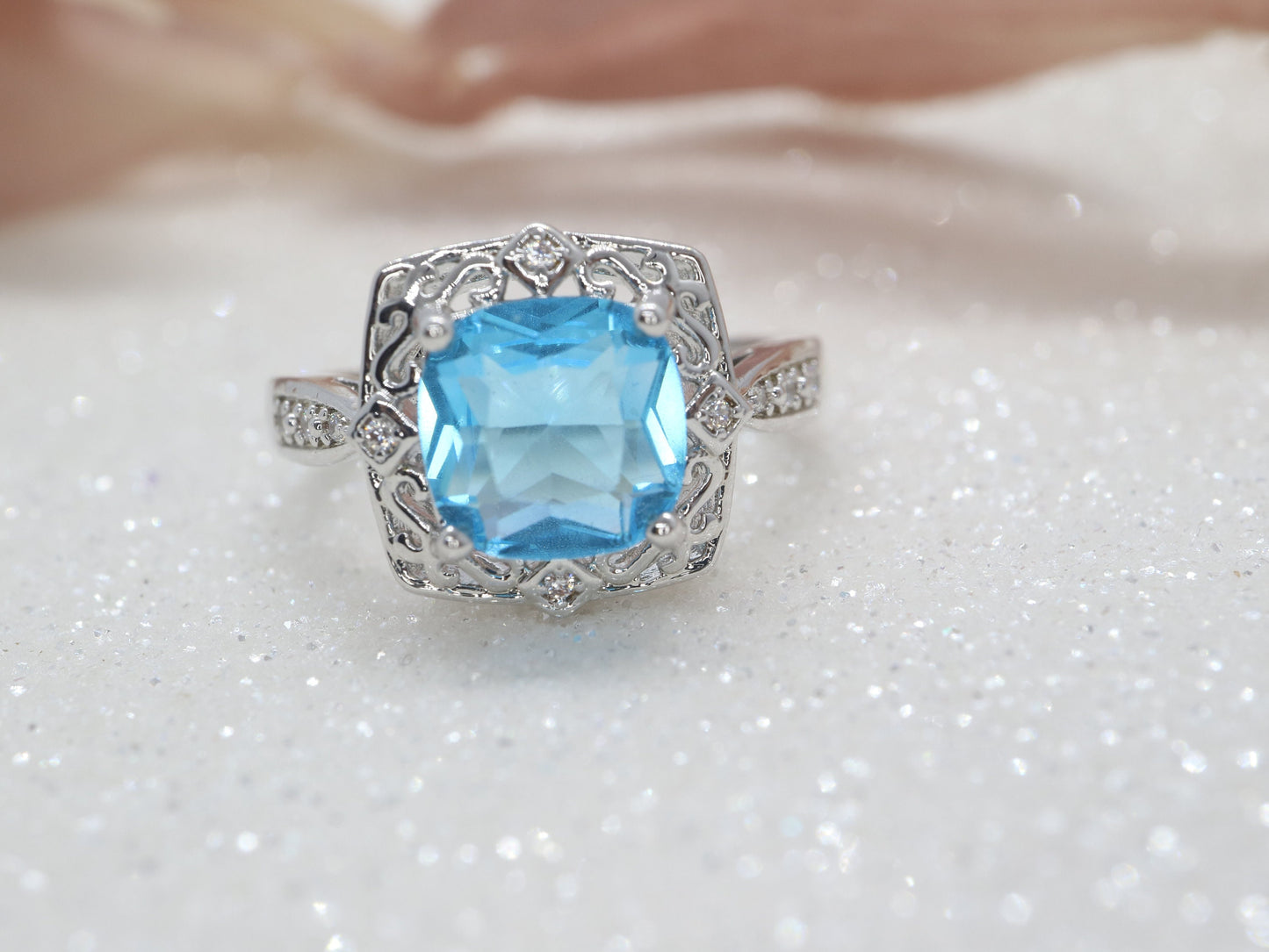 Art Deco blue topaz and diamond ring, Engagement ring, Engagement and wedding