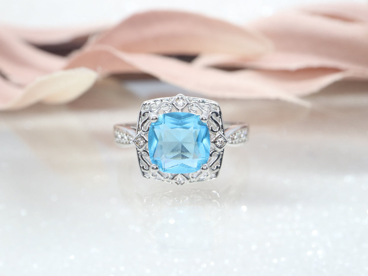 Art Deco blue topaz and diamond ring, Engagement ring, Engagement and wedding