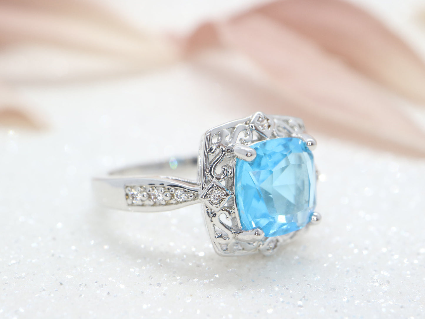 Art Deco blue topaz and diamond ring, Engagement ring, Engagement and wedding