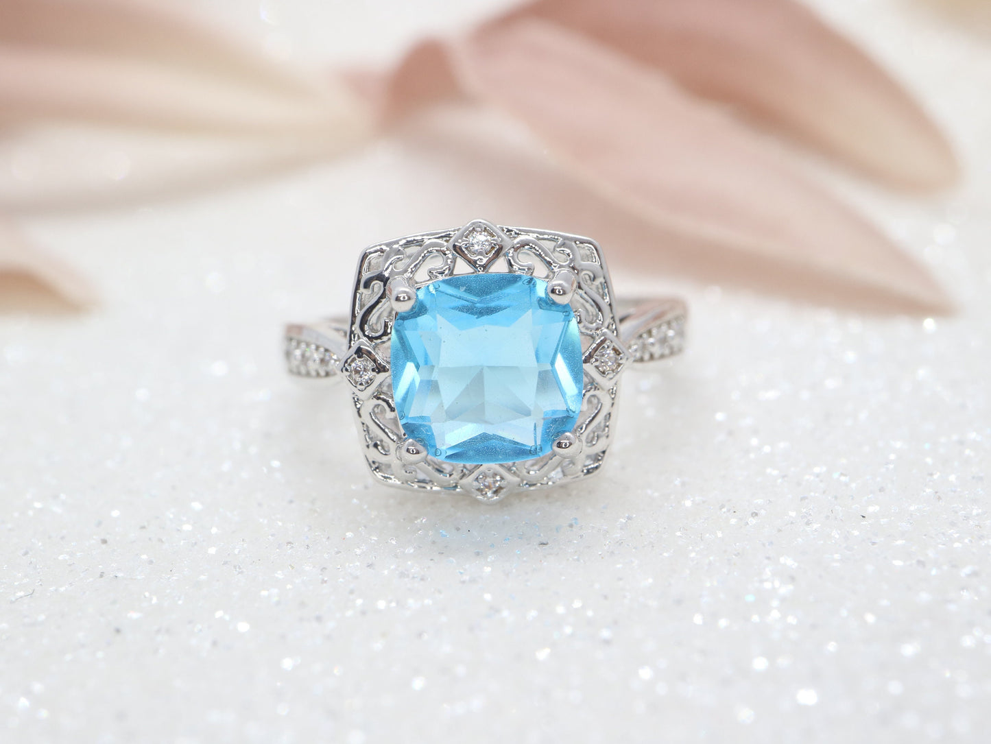 Art Deco blue topaz and diamond ring, Engagement ring, Engagement and wedding