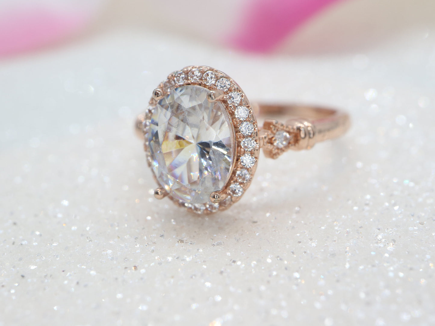 Missanite engagement ring, diamond handmade engagement ring, rose/white/yellow gold for her