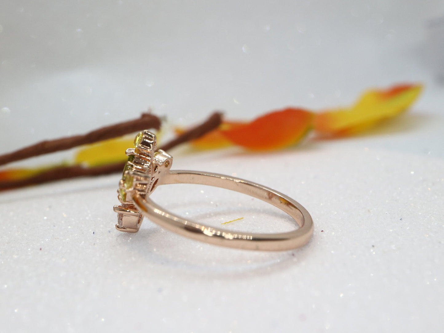 9k gold colorful gemstone engagement ring, Cluster gemstone unique ring for gift, Anniversary ring