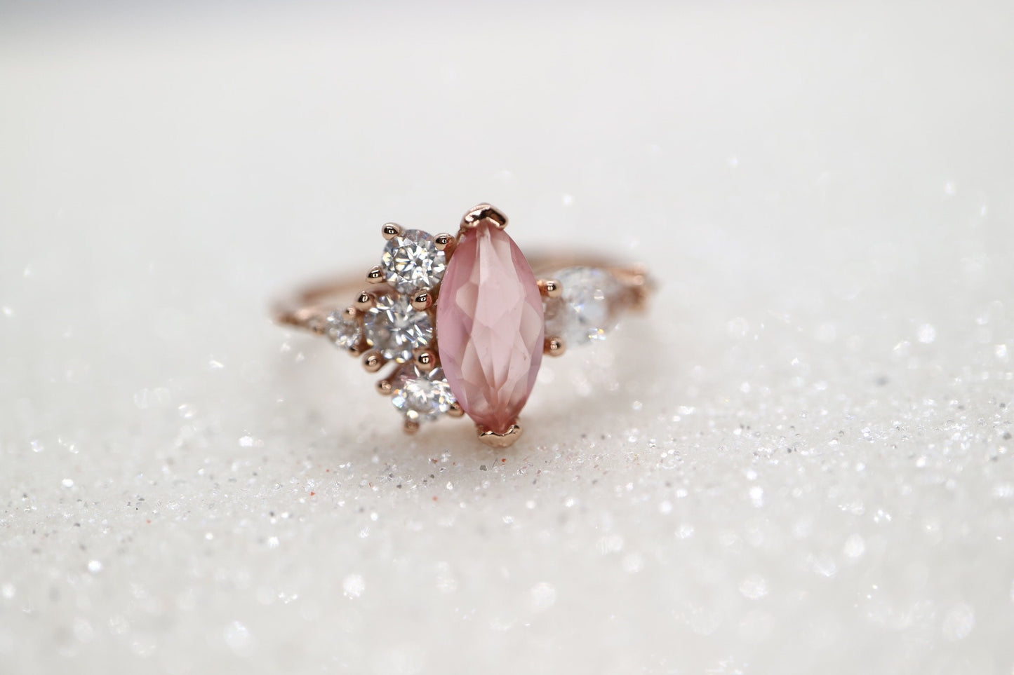 wedding ring, Pink engagement ring, Marquise engagement ring, pink diamond engagement ring