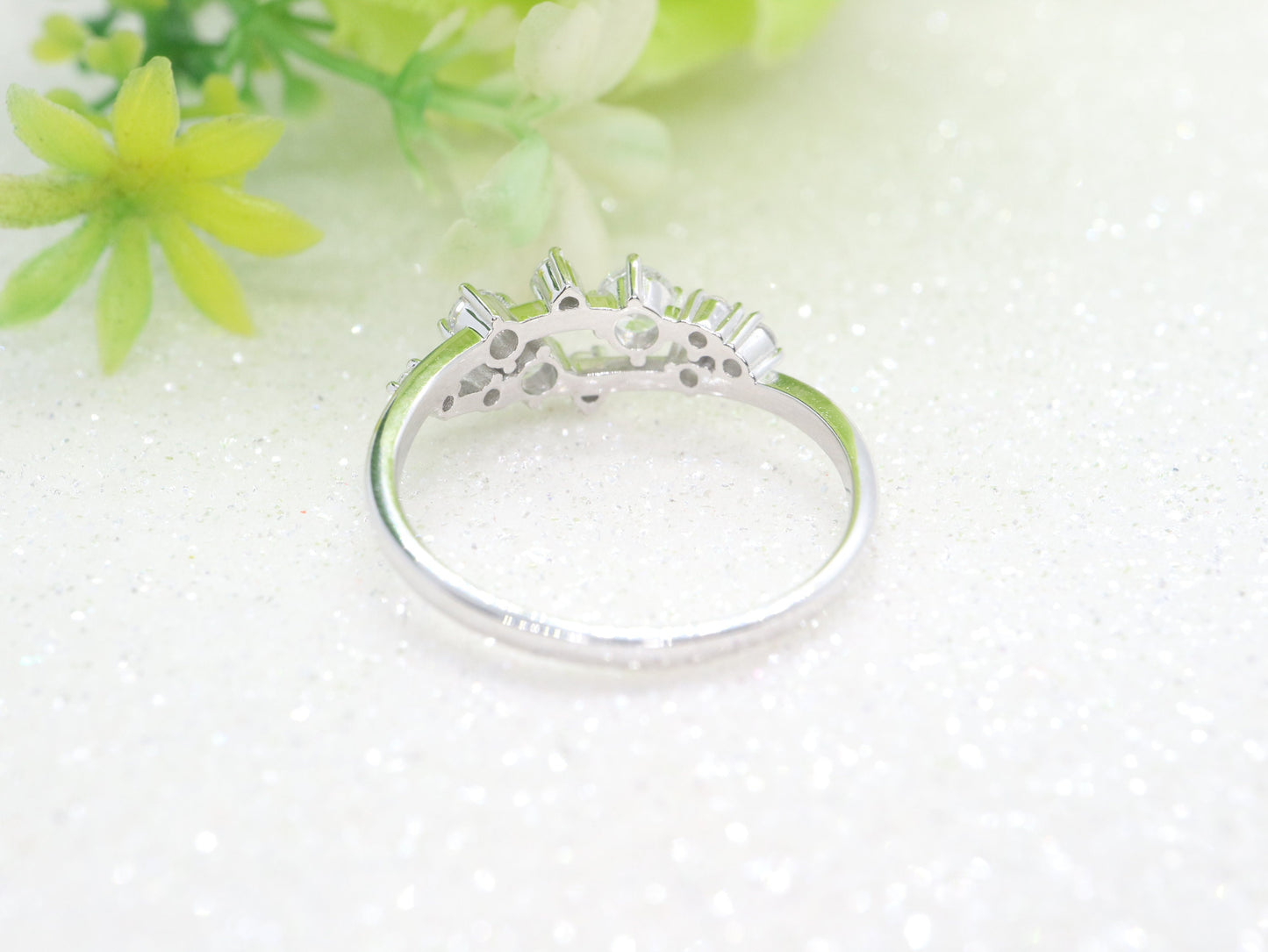 Unique Diamond Twig Ring Cluster Ring, white Gold Wedding Band Women ring, Stacking Band, Promise Anniversary ring