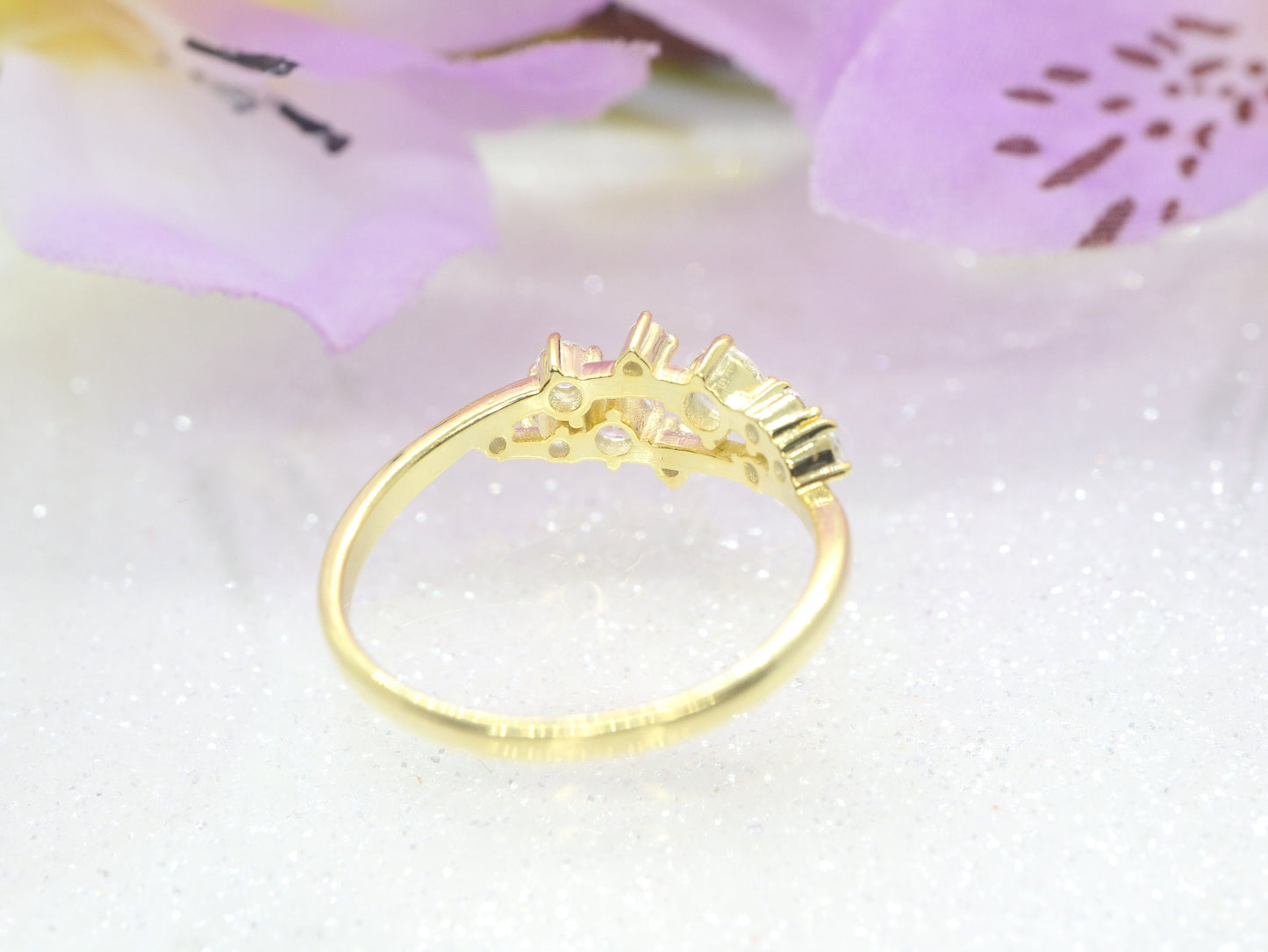 Diamond cluster ring, Vintage diamond engagement ring, art deco ring, yellow gold ring, unique cluster ring, bridal ring, wedding ring