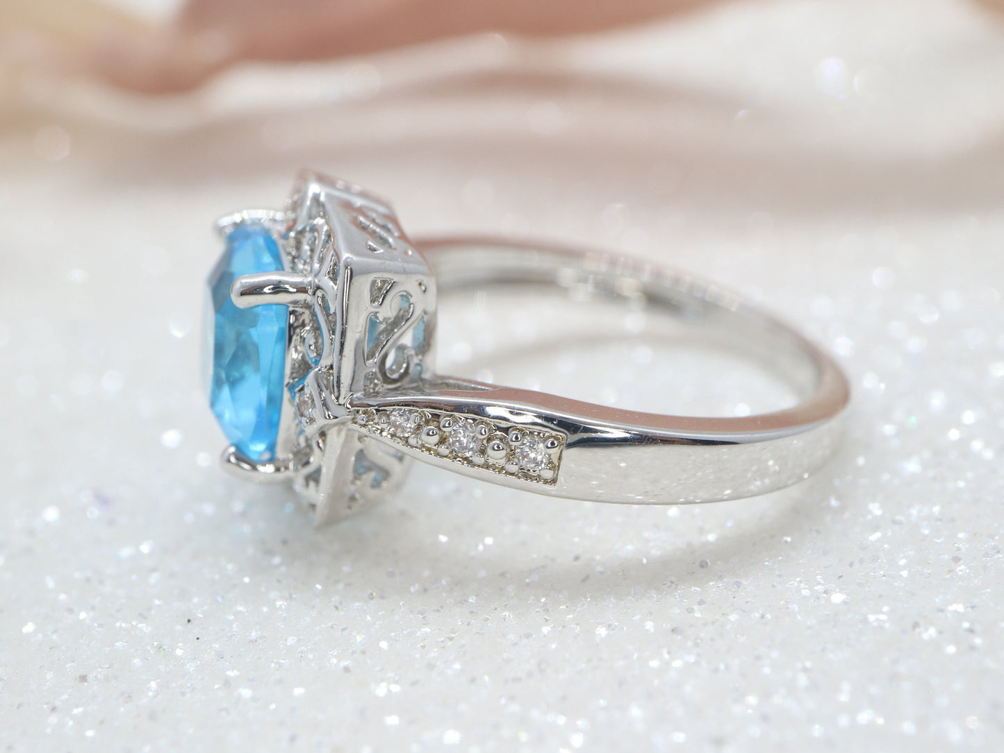 Art Deco blue topaz and diamond ring, Engagement ring, Engagement and wedding