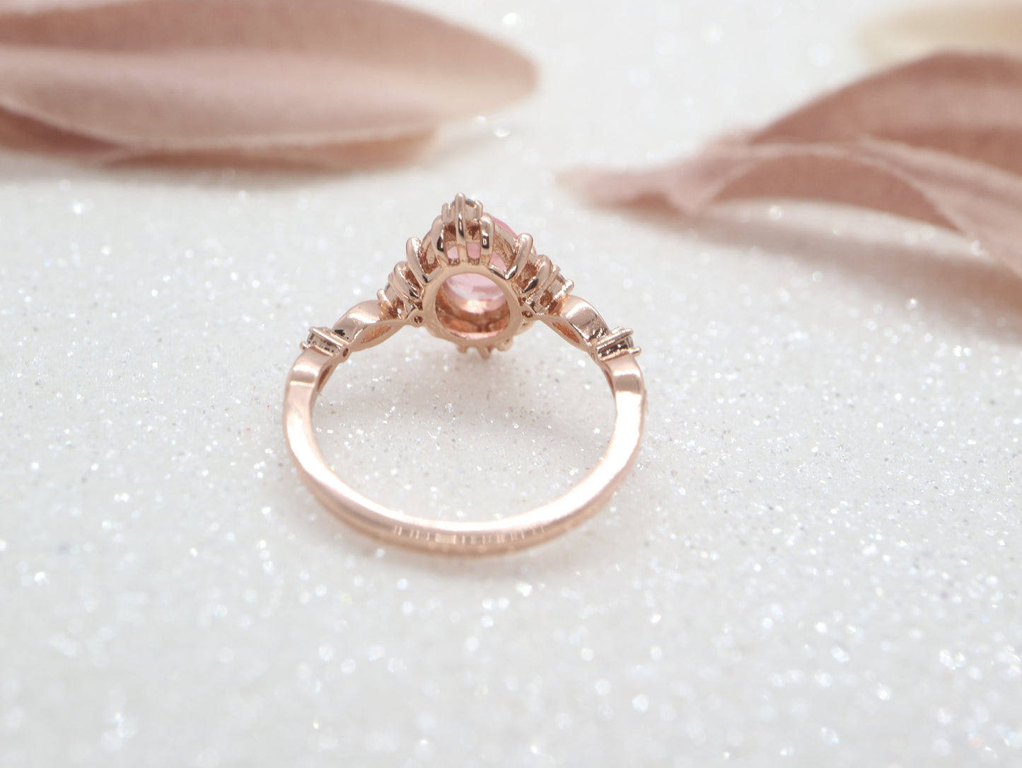 Vintage pink tourmaline engagement ring, Oval rose gold ring, Art deco wedding ring, Unique oval ring, Prong set ring, Bridal ring