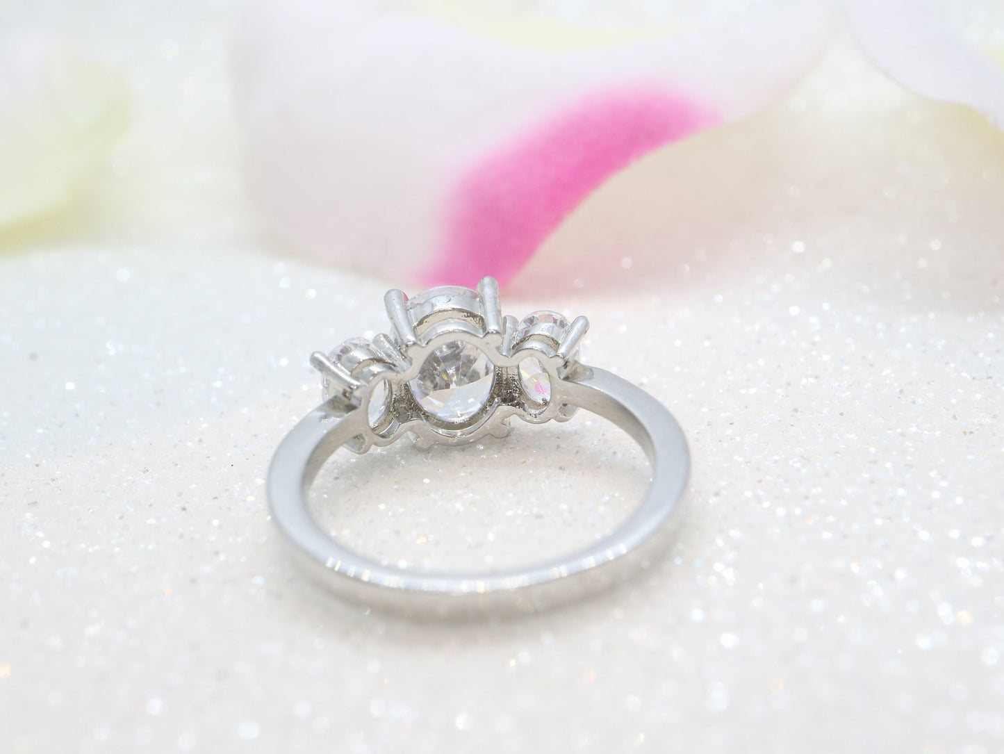 oval cut moissanite engagement ring, Three stone ring, Promise ring, Anniversary ring