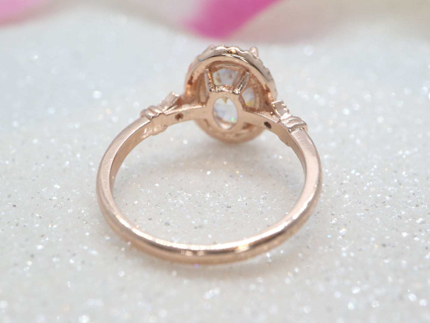 Missanite engagement ring, diamond handmade engagement ring, rose/white/yellow gold for her