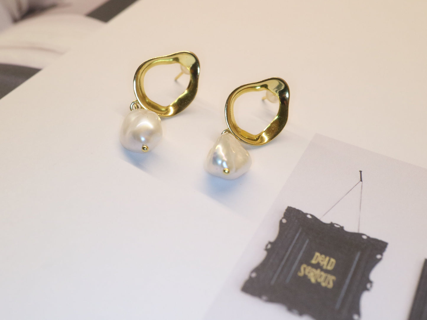 Gold plated Pearl drop earring, Anniversary gift