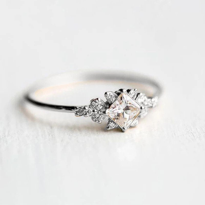 Moissanite diamond ring, 14k solitaire gold Engagement Ring, proposal ring forever one ring, valentine's Day Gift for her