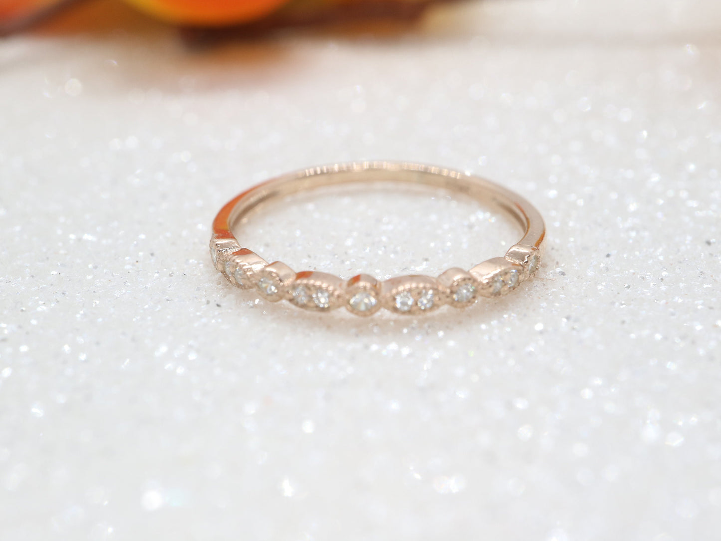 Vintage wedding band,  Art Deco diamond wedding band, Gift for her, Birthstone ring