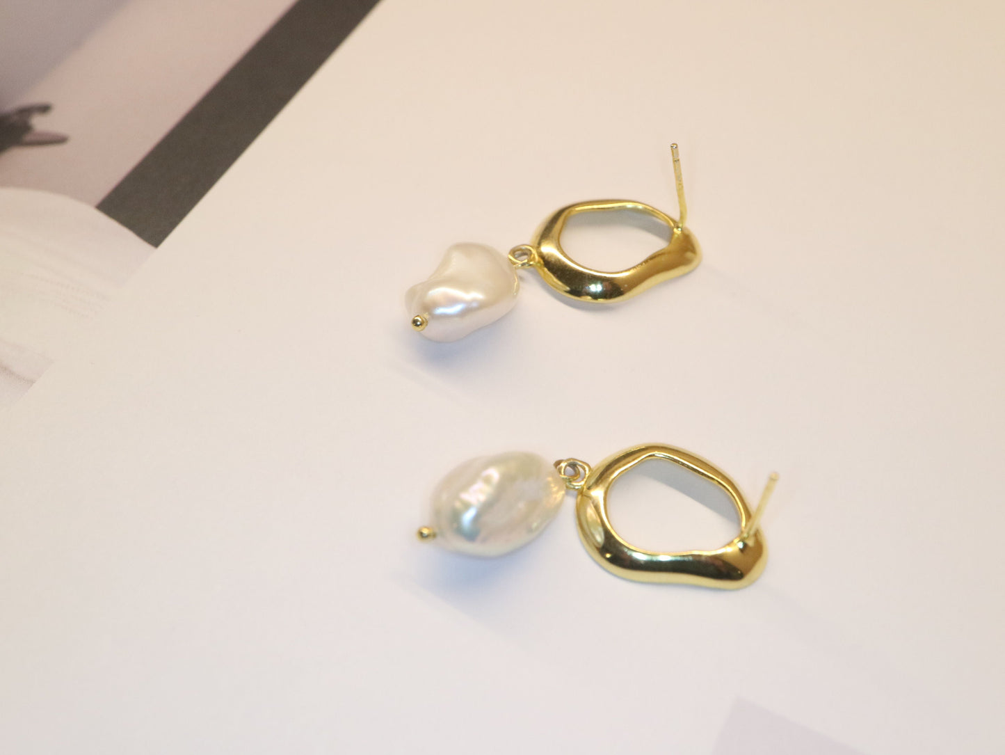 Gold plated Pearl drop earring, Anniversary gift