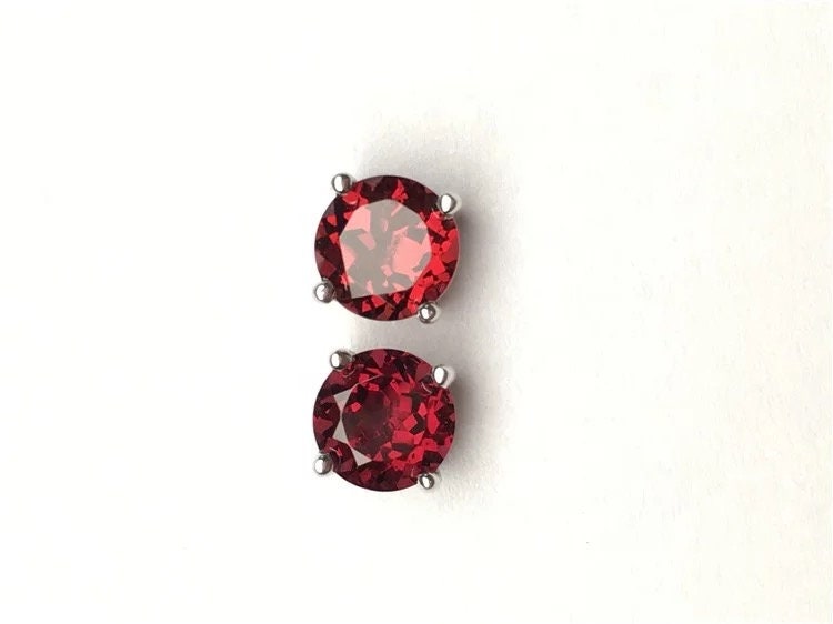 Sterling silver garnet earring, anniversary gift