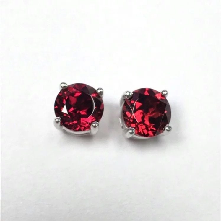 Sterling silver garnet earring, anniversary gift