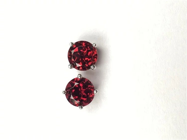 Sterling silver garnet earring, anniversary gift