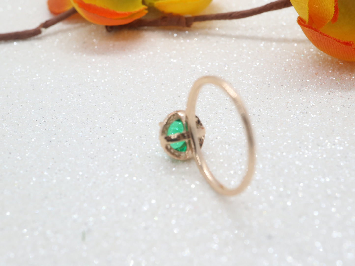 Emerald halo  engagement ring, Handmade jewelry, Women white gold antique ring, Ring gift for her