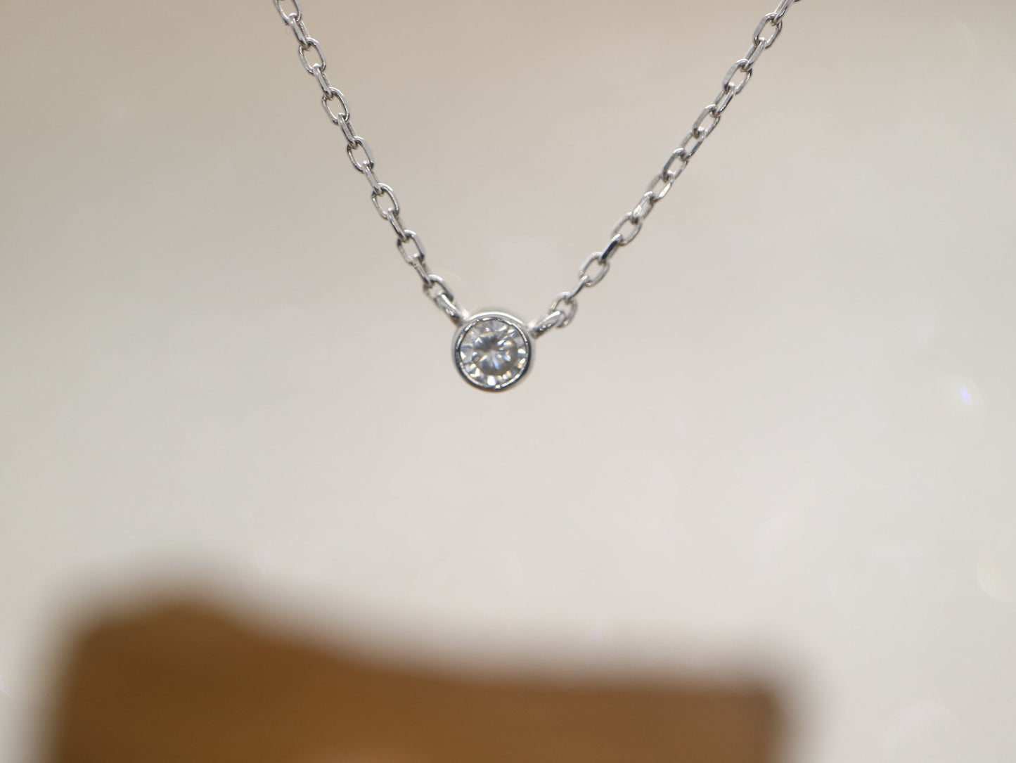 Sterling silver CZ necklace,CZ diamond  station necklace