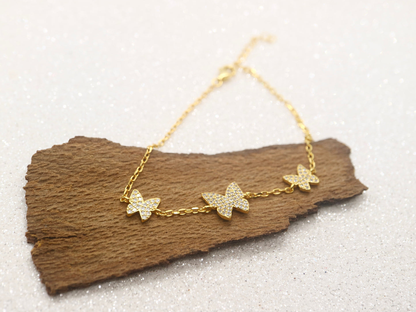 Gold plated Butterfly sterling silver bracelet