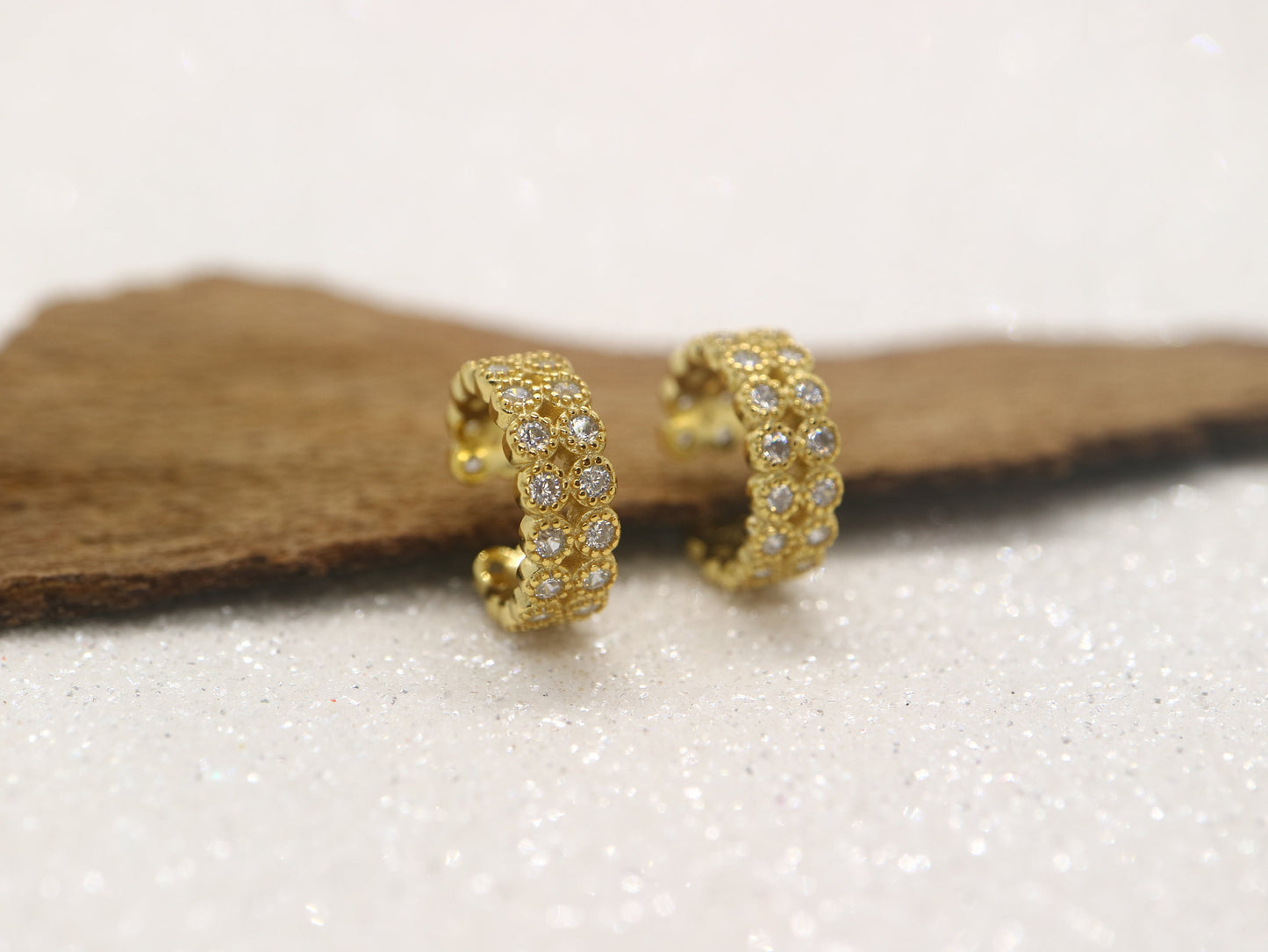 925 sterling silver CZ earring, Gold plated silver earring, Anniversary gift, Gift for her