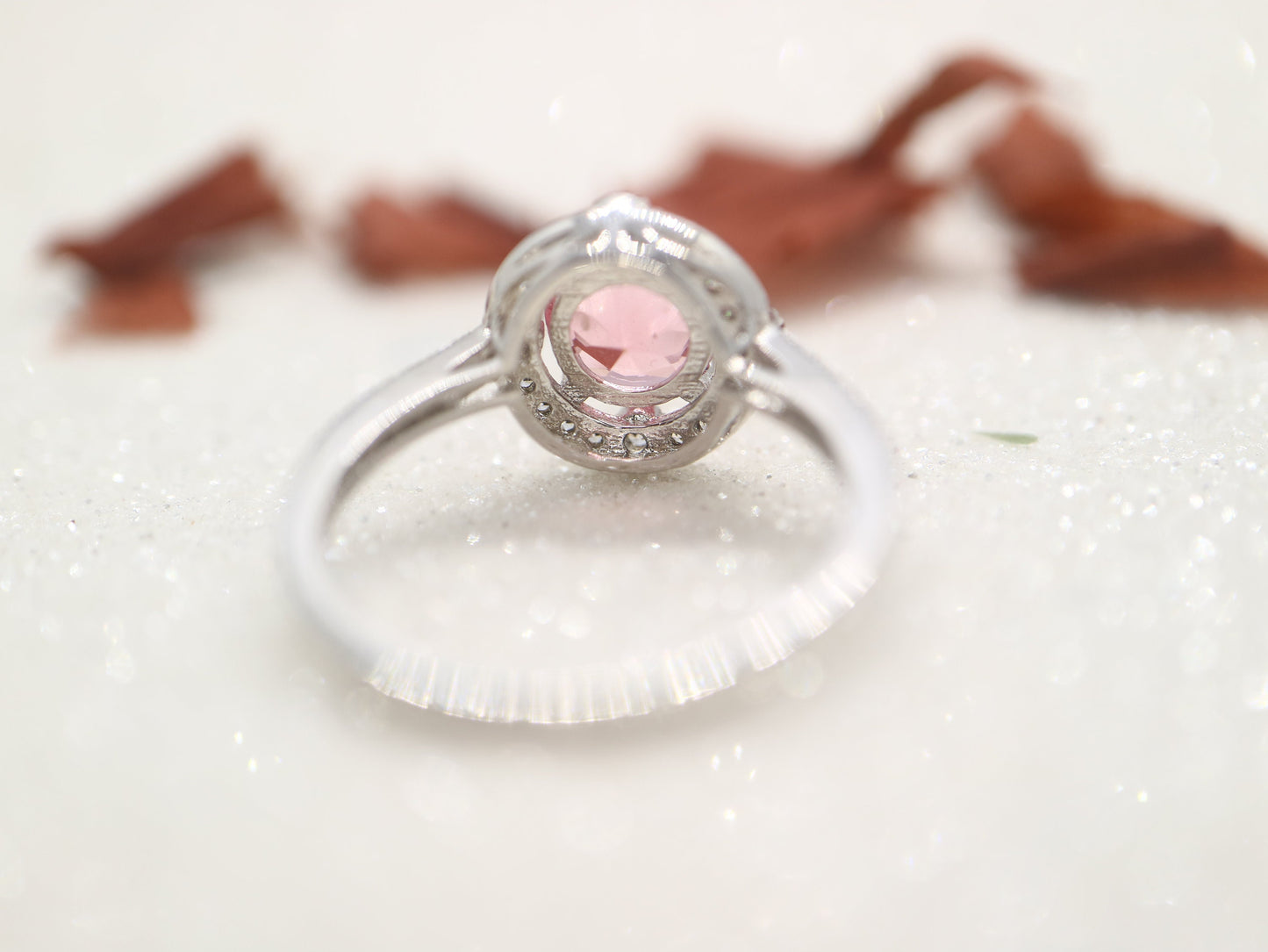 White gold tourmaline and diamond ring, Pink Tourmaline Engagement Ring, tourmaline ring, solid 14k handmade for women