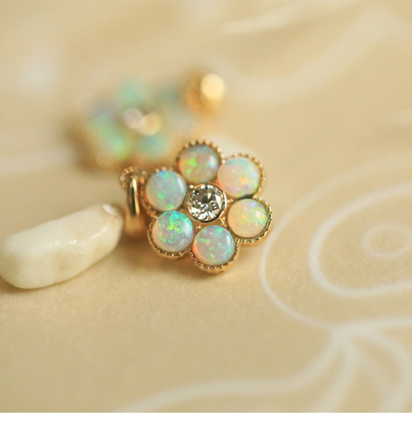 18K Moissinate and opal pendents