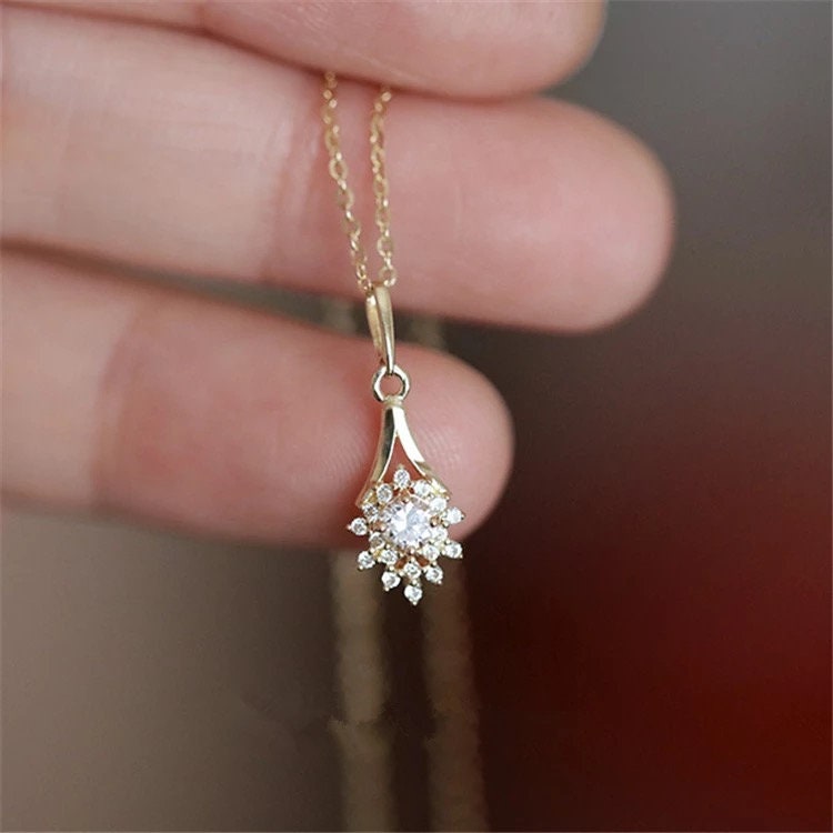 Snowflake CZ sterling silver necklace