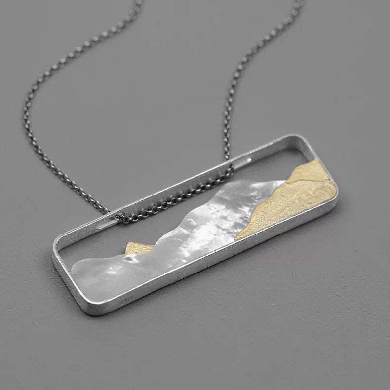 925 sterling silver 3D mountain pendent