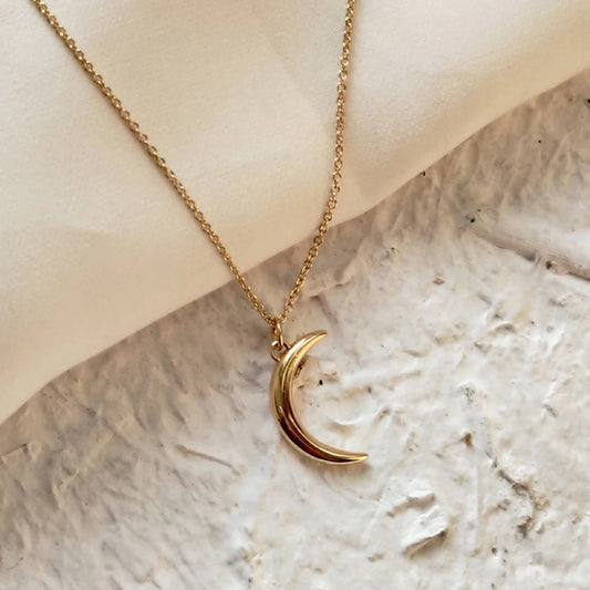 925 sterling silver personality gold crescent moon pendent chain