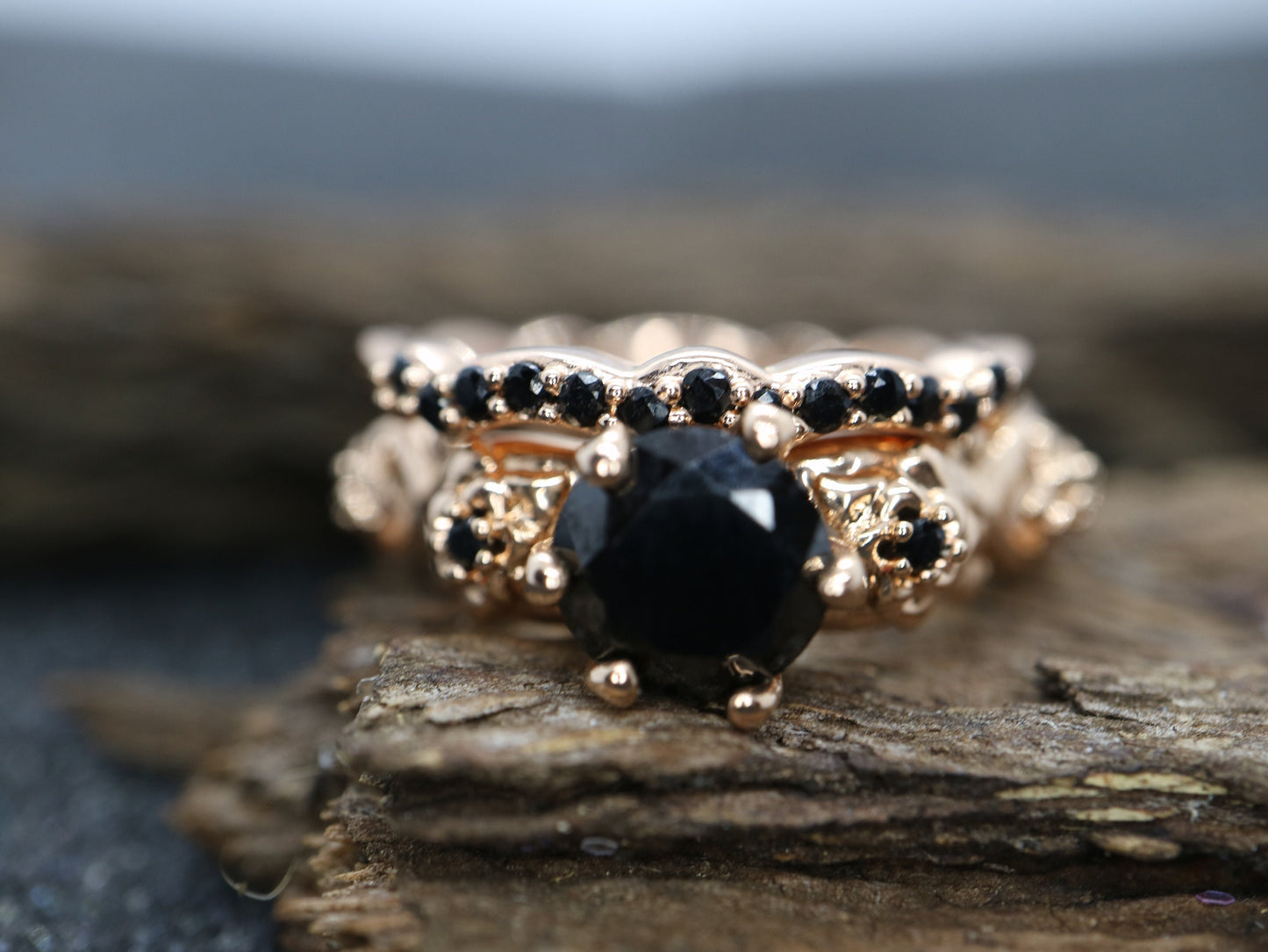 Black onyx ring, Silver onyx ring ,Milgrain rose gold round cut sliver CZ Art deco Unique wedding Jewelry promise Anniversary gift