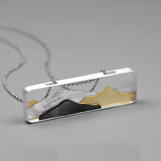 925 sterling silver 3D mountain pendent