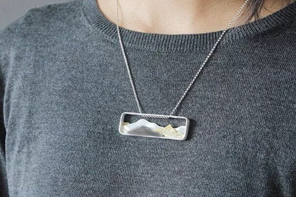 925 sterling silver 3D mountain pendent