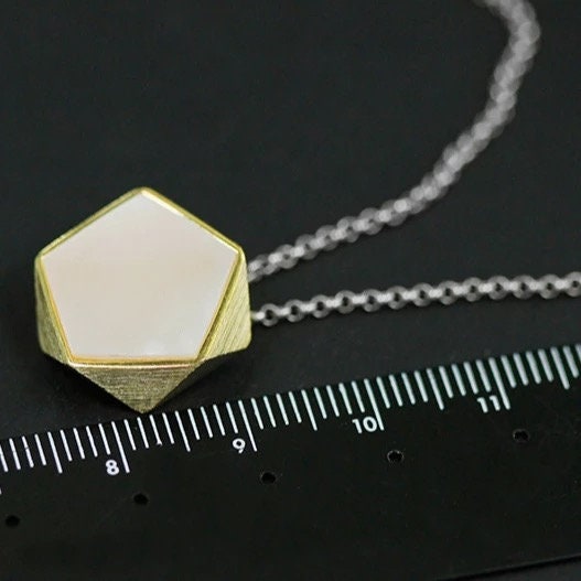 925 sterling silver geometry shell pendent